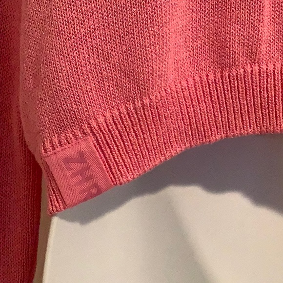 ZHRILL Women’s Linen Blend Cropped Pink Oversized Valentines Cardigan Sweater XS - Picture 6 of 9